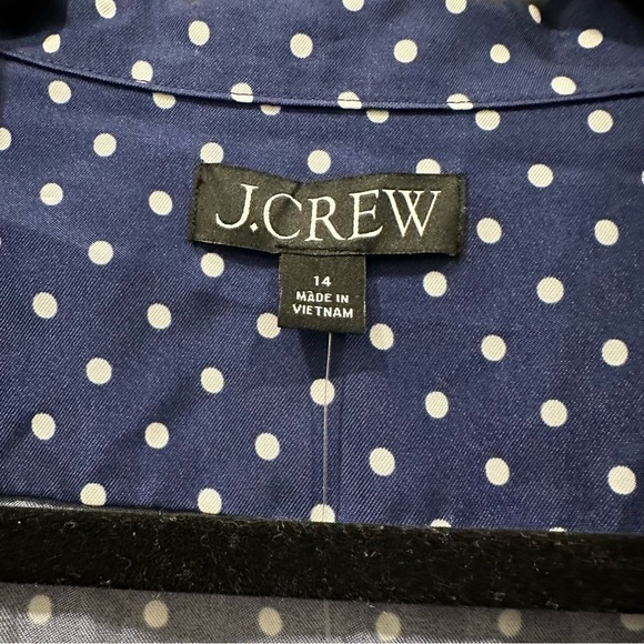 J. Crew NWT cupro shirt dress in becklow polka dot print. Coastal,nautical vibes - Picture 11 of 12